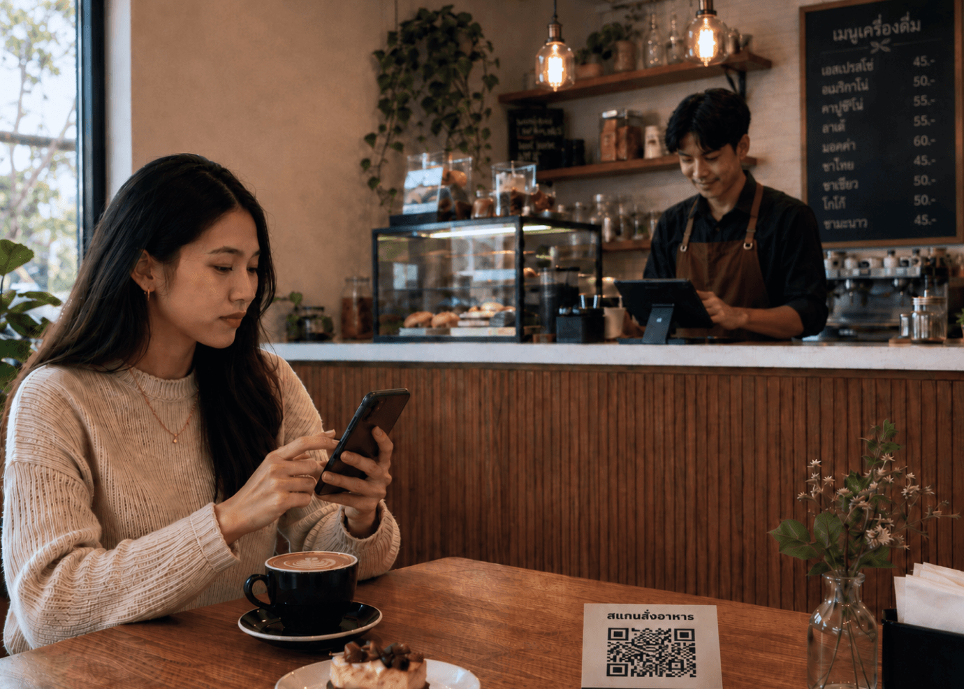 คาเฟ่ที่ใช้ระบบ POS และเมนูออนไลน์ผ่าน QR Code